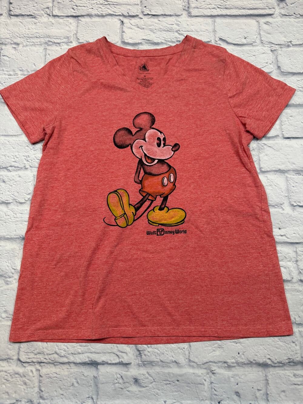Distressed Red Mickey Mouse t-shirt Disney Women’s Size Medium Cotton blend